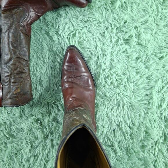 VTG 1970s Texas Brand Cowboy Boots Mens 11d Brown Leather Star Heel Style 1601 main image 12